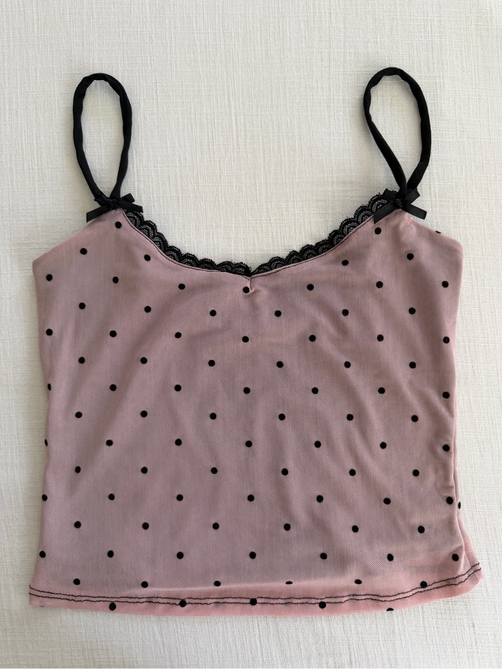 Good Days Project Polka Dot Pink and Black Bow Cami Size Small